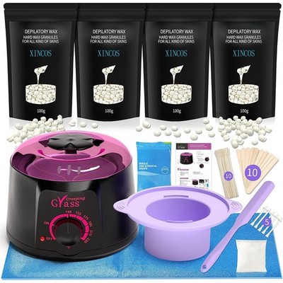 Creeping Grass CG-WH-1002-Bk-US Wax Heater Home Depilatory Waxing Kit for