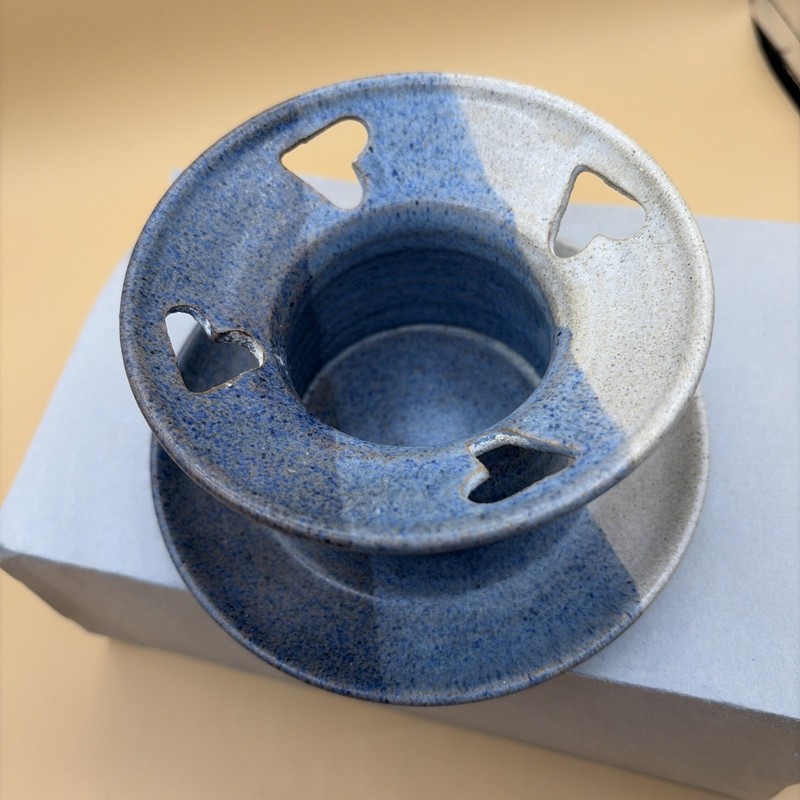Art Studio Pottery Hand Made Toothpaste And Tooth Brush Holder Shades Of Blue