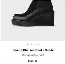 Rag  Bone Sloane Chelsea Boots EU 38 US 8 Black Leather Platform Wedge Lug Sole