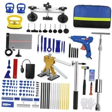 128 PCS Car Paintless Dent Repair Kit witk Gold Lifter, Reflector, T Blue