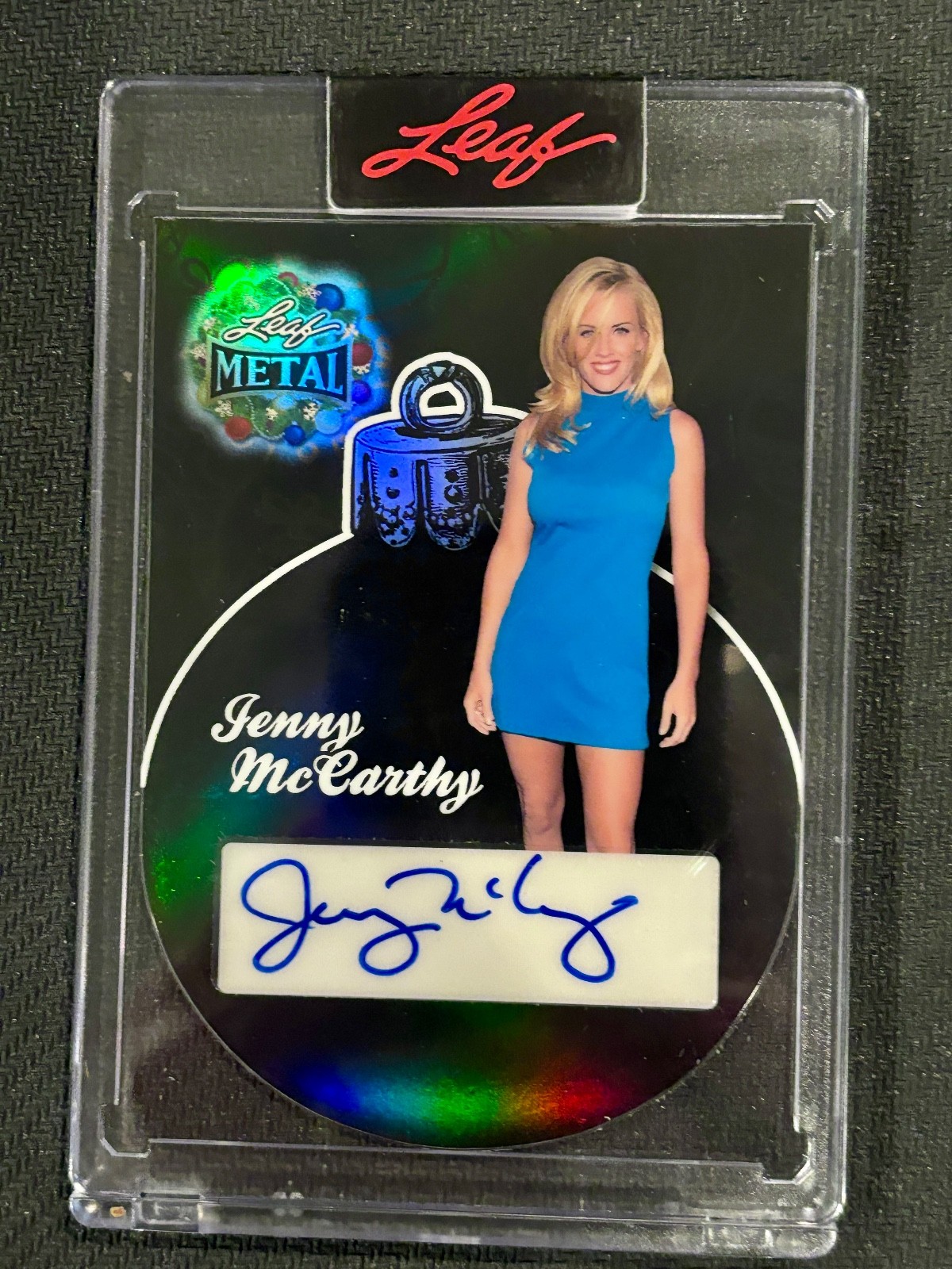 Jenny mccarthy auto 1/1 2025 leaf metal happy holidays | celebrity autograph
