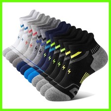 Mens Ankle Running Socks - Low Cut Cushioned Athletic Socks, Moisture Wicking...