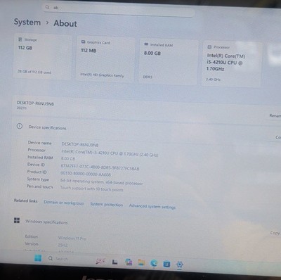 Lenovo IdeaPad Ultrabook Touch Screen Intel Core i5-4210U 8GB 112GB SSD 14.