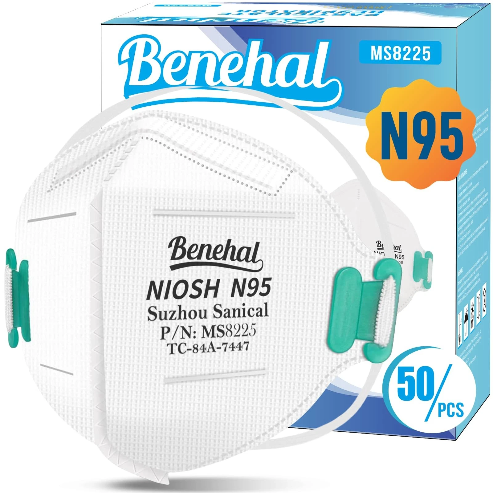 N95 Face Mask,50 Pack NIOSH Certified N95 Disposable Respirator 5Ply Safety B...
