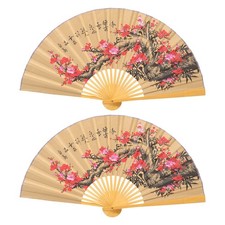 2 Stück Faltbarer Wandfächer Kunst Riesenfächer Wandbehang Dekoration Chinesischer Stil