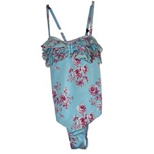 Janie and Jack Pink Floral Blue Ruffle Swimsuit One Piece Girl's Size 6