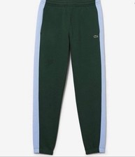 Lacoste Men's Green Blue Bands Slim 3XL 8 Cotton Blend Tracksuit Sweatpants Logo