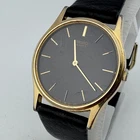 VTG Seiko Quartz Watch 5Y30-7A79 Men Gold Tone Thin Leather Analog New Battery