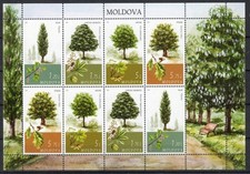 Moldawien 2018, Mi. 1033-1036** Kleinbogen, Bäume