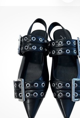 #ad Jeffrey Campbell for Free People Lilly Buckle Slingback Flats Black Size 8.5 $69.00