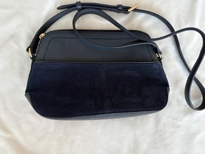 Talbots Ellis Crossbody Navy Pebble Leather and Suede Handbag