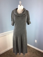 Eliza J Charcoal Gray Cowl Neck Sweater Dress S 6 EUC A Line Short Sleeve Cute