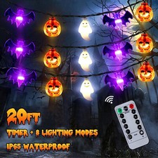 20FT 30LED Halloween Pumpkin Ghost Lantern String Light Party Outdoor Decor Lamp