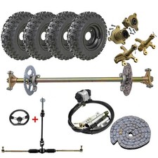 29" Drift Trike Go Kart Rear Axle Kit Front Steering Tie Rod 6" Wheels ATV Quad