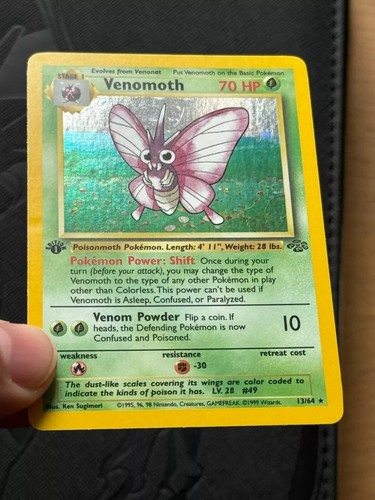 Venomoth - 13/64 Jungle 1st Edition Pokemon Base Set Holo Rare Card - Picture 4 of 7