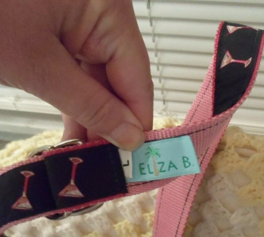 Cinturón de cócteles Eliza B de Leather Man Martini negro/rosa con hebilla plateada GRANDE Foto 3 de 4