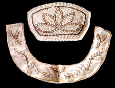 Vintage Clutch Purse 1950's Ivory Beads Pearl Pear Bead Collar Hand Made
