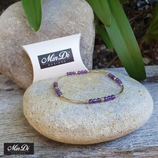Handmade Stretch Anklet With 1/20 14K Yellow gold Filled & Amethyst.
