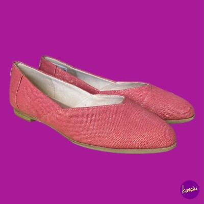 Toms Damen Jutti Ballerinas in verwaschenem Rose Metallic Leinen, UK 4 / EU 36,5 / US 6