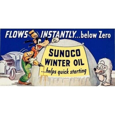  SUNOCO WINTER OIL BILLBOARD GLOSSY STICKER 3''x1.5''