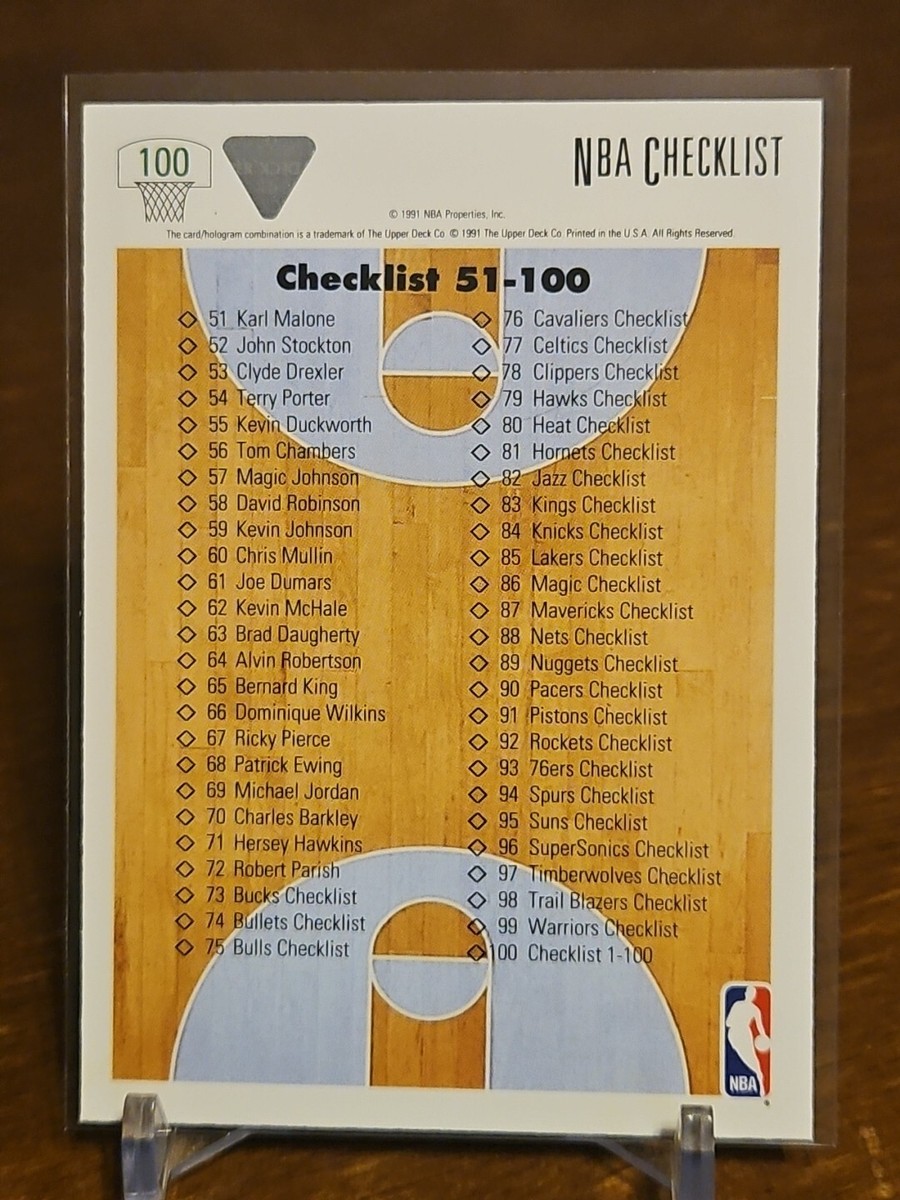 1991-92 Upper Deck Basketball Card Checklist #100