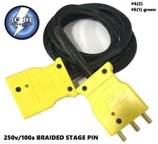 100 AMP HUBBELL 250V Stage Pin Extension Cable BRAIDED  ACDCWIRE BRAND