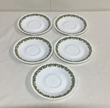 Corelle Corning Crazy Daisy Spring Blossom Green 6 1/4" Saucers Plates Set of 5