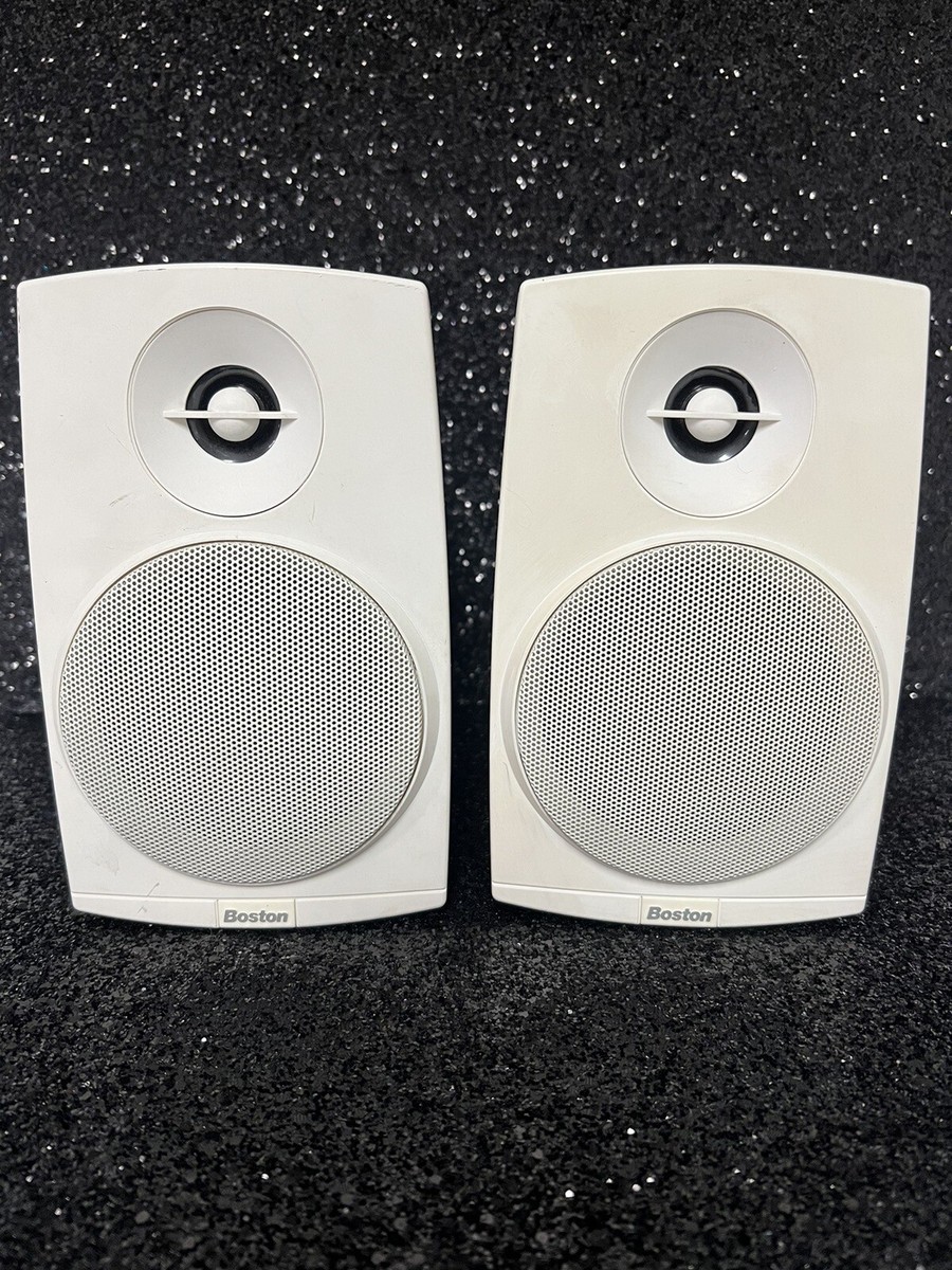 Pair Boston Micro80x II Acoustics Satellite Bookshelf Speakers in White