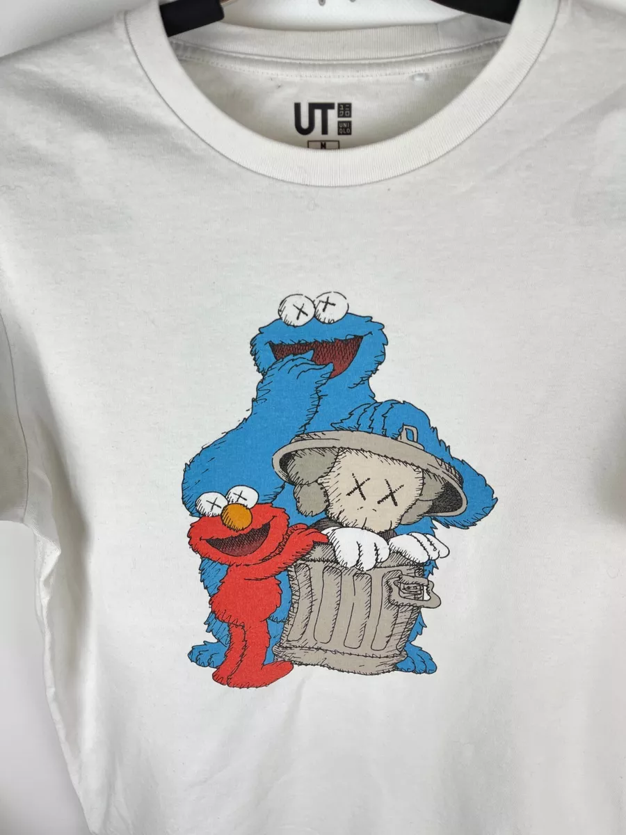 Uniqlo x Kaws x Sesame Street white big logo vintage shirt | eBay