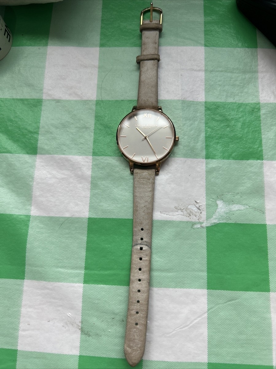 Olivia Burton White Dial Rose Gold Case Cream Tan Leather 