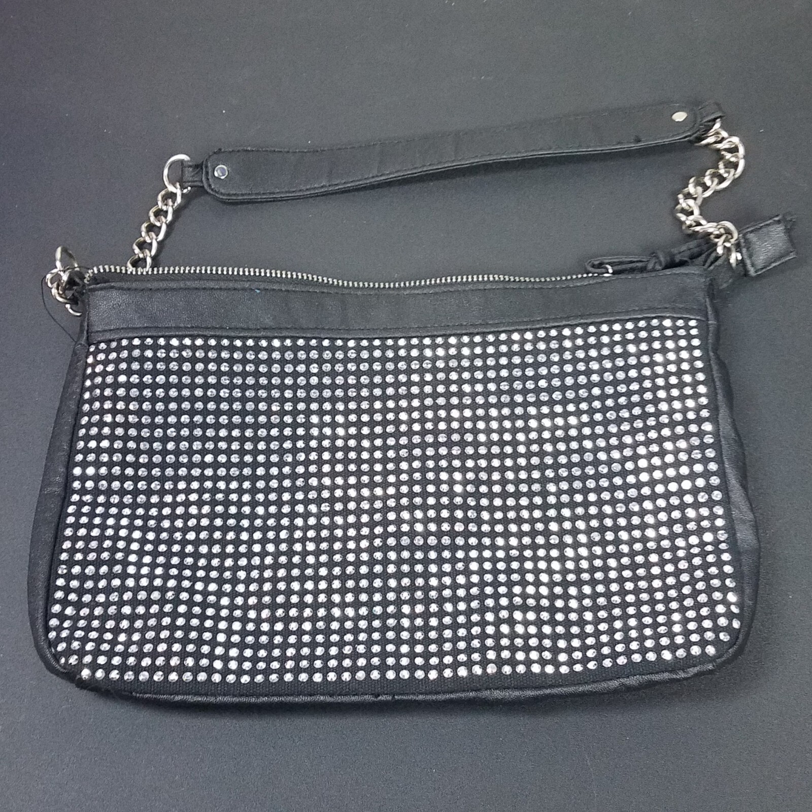 Bling Rhinestone Stud Chain Strap Goth Handbag 11x7 Medium Rock Purse
