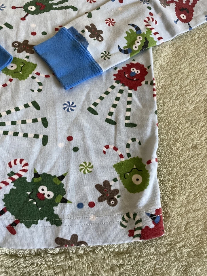 Hanna Andersson Niños Azul Rojo Monstruos Bastones de Caramelo Cómodo Manga Larga Pijama 10 Foto 3 de 4