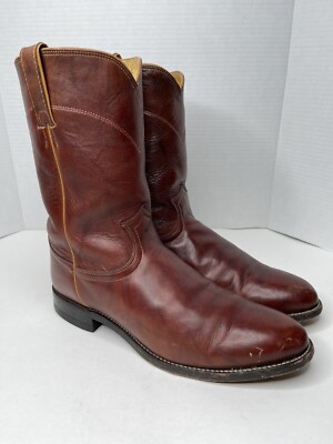 Bottes Justin Roper Homme – Cuir Rouge – Bout Carré – USA – Taille 11,5 B