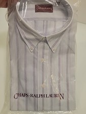 Vtg NWT Chaps Ralph Lauren Mens 17 34-35 Striped Long Sleeve Button Down Shirt