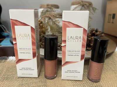 Laura Geller Treat N Go Tinted Lip Oil 2 Different Shades New In Box Bundle Deal