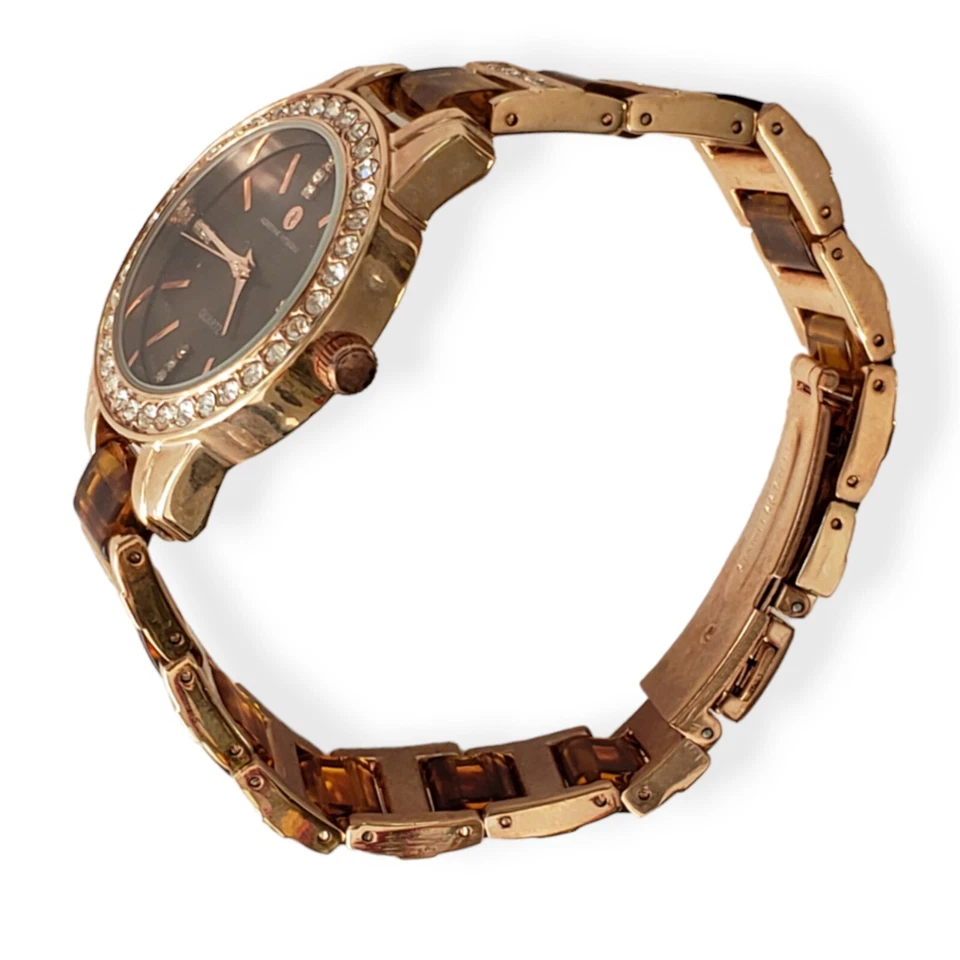 Adrienne Vittadini Crystal Tortoise Rose Gold Tone Bracelet Quartz Watch AD9417 - Image 3 of 4