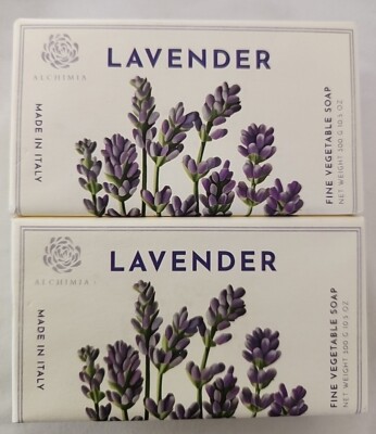 Lavender Vegetable Soap Bar Handmade in Italy 10.5 OZ. Alchimia Italy (Lot Of 2)