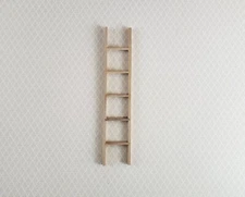 Dollhouse Miniature 6" Straight Ladder Tall Wood 1:12 Scale Barewood