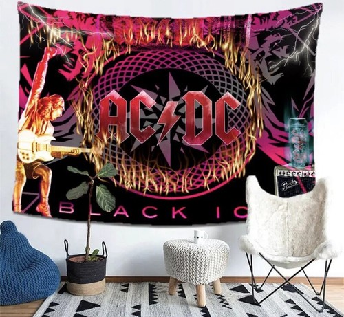 AC/DC Tapestry Picture BANNER HUGE 4.5x5 Ft Fabric Poster Flag Black ...