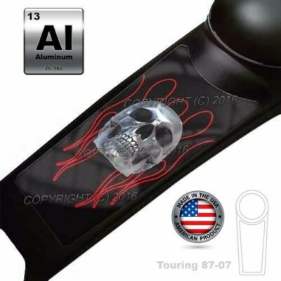 Metal 87-07 Touring Gas Tank Console Insert For Harley Skull Pin Stripe Red CS1