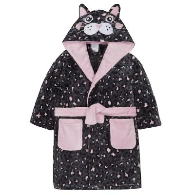 Childrens Novelty Cat Design Fleece Dressing Gown 2-13 Years