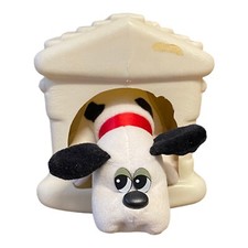 Pound Puppies Cradle  White Spotted Plush Puppy tonka vintage 1986 dog house