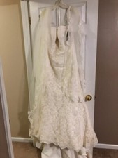 Oleg Cassini wedding dress size 14 ivory with tags and misc items