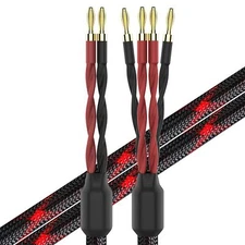 k4B-2B Bi-Wire Speaker Cable (2 Banana Plugs - 4 Banana Plugs), 1pair Set (To...