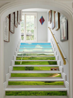 3D Windmill Steppe ZHU68 Stair Risers Decoration Photo Mural Vinyl Wallpaper Amy