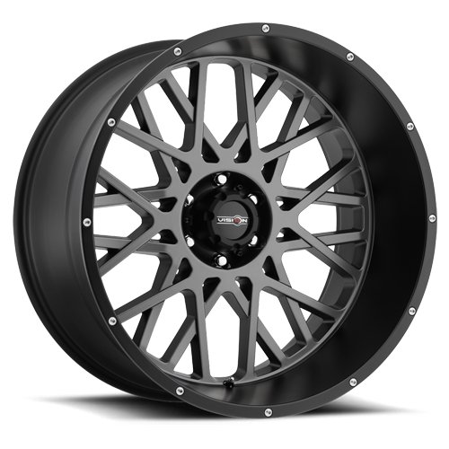 Vision Off-Road 412 Rocker 20X9 5X139.7 12mm Anthracite with Satin Black Lip
