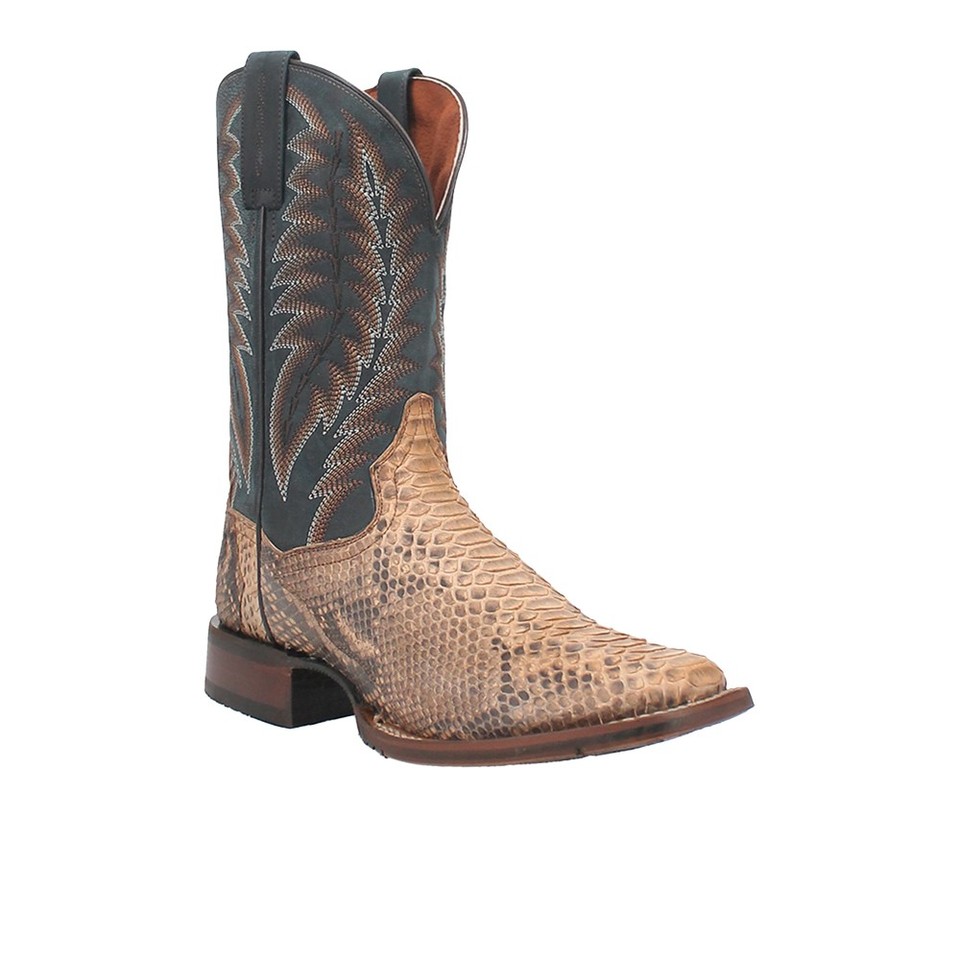 Dan Post Boots Templeton Python Embroidered Pull On Square Toe Cowboy ...