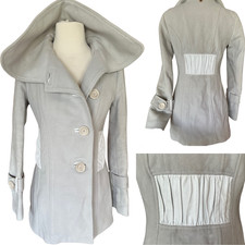 Mackage Wool Coat; Sky Gray, Ruched Leather, ...