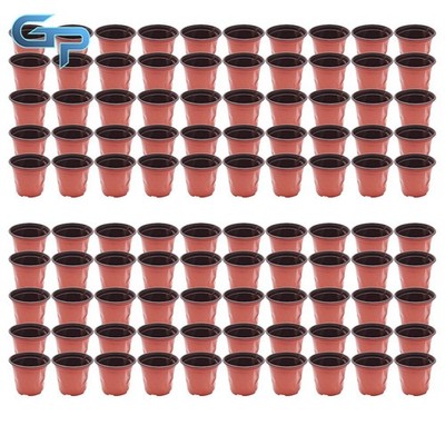 Garden Plastic Plant Flower Pots 100PCS Nursery Seedlings Starting Pot Container