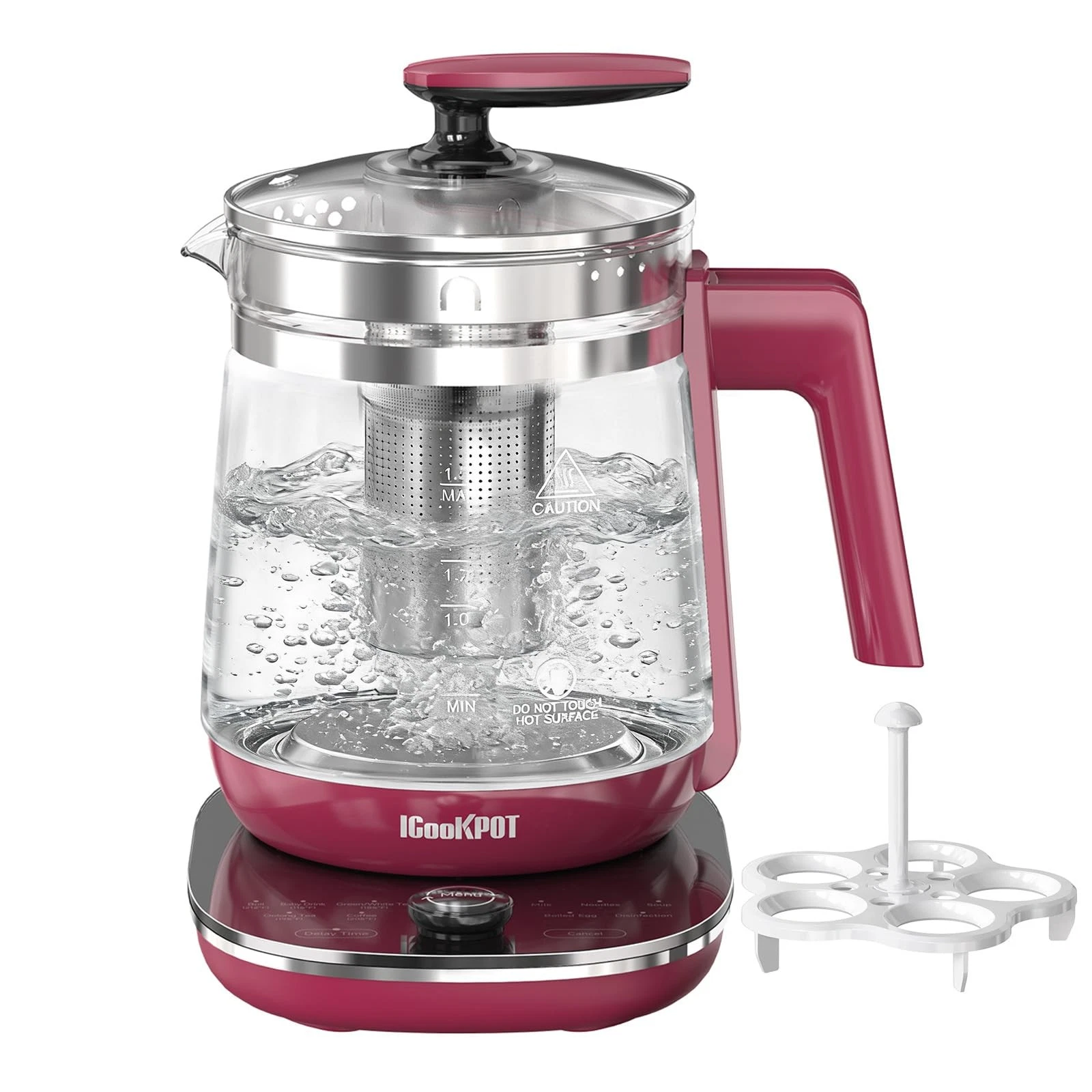 1200w Electric Kettle, 1.5L Borosilicate Glass tea kettle, Hot water kettle e...